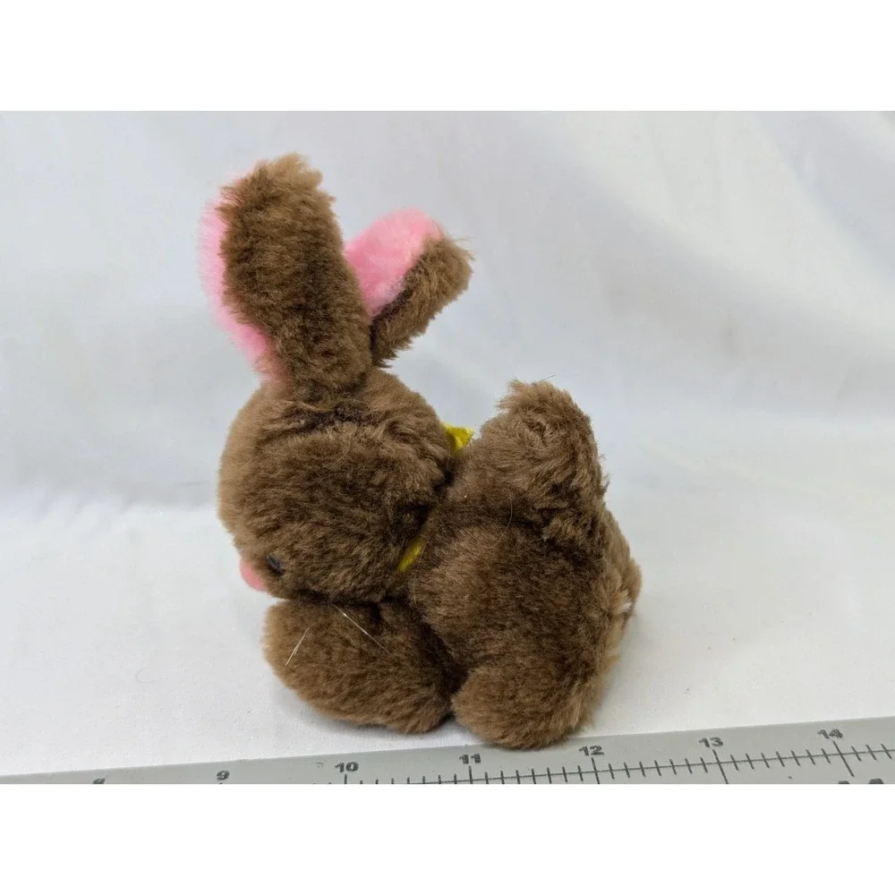Russ Brown Mini Rabbit Plush 4 Inch Pink Ears Lot‎ of 2 Stuffed Animal Toy